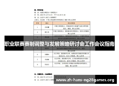 职业联赛赛制调整与发展策略研讨会工作会议指南